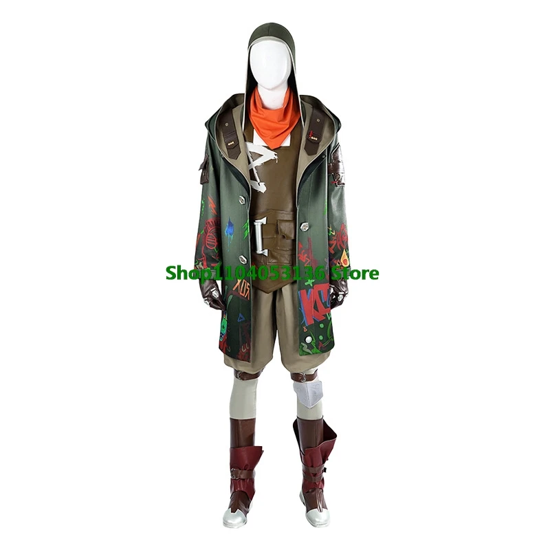 Ekko Game League of Legends Arcane Косплей Костюм Белый Парик Маска Мужской Обувь Пальто