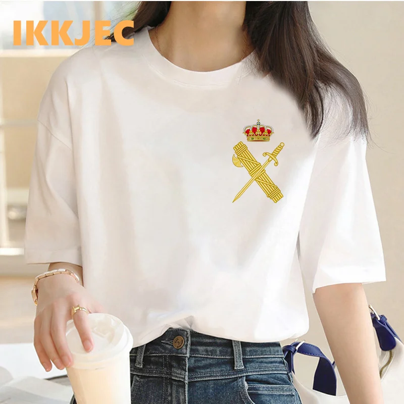 

guardia civil tshirt female print couple clothes harajuku streetwear white t shirt crop top aesthetic graphic tees women