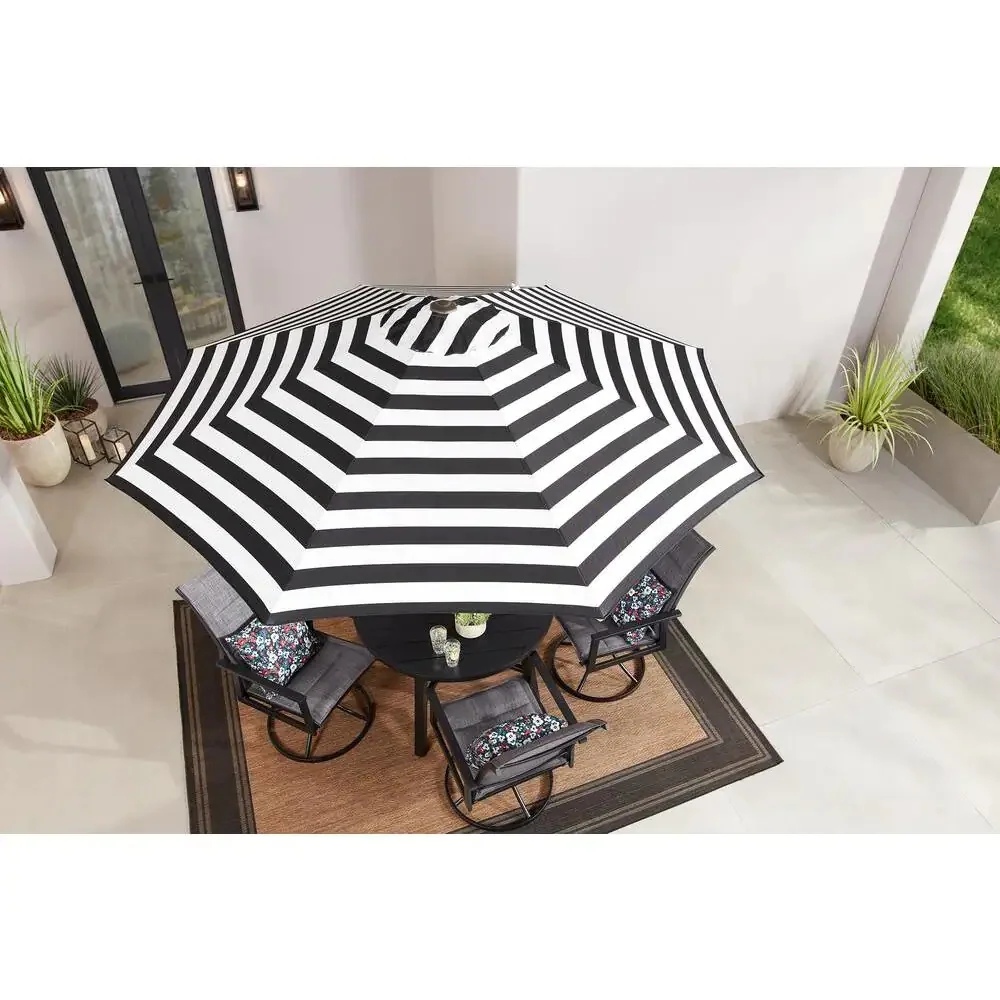 

9 Ft. Aluminum Market Crank and Tilt Patio Umbrella In Black and White / Riverbed Taupe / Ruby /Sky Blue Cabana