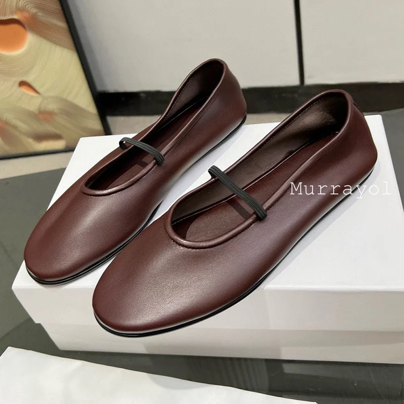 Туфли женские прогулочные из натуральной кожи лоферы с круглым носком мягкая