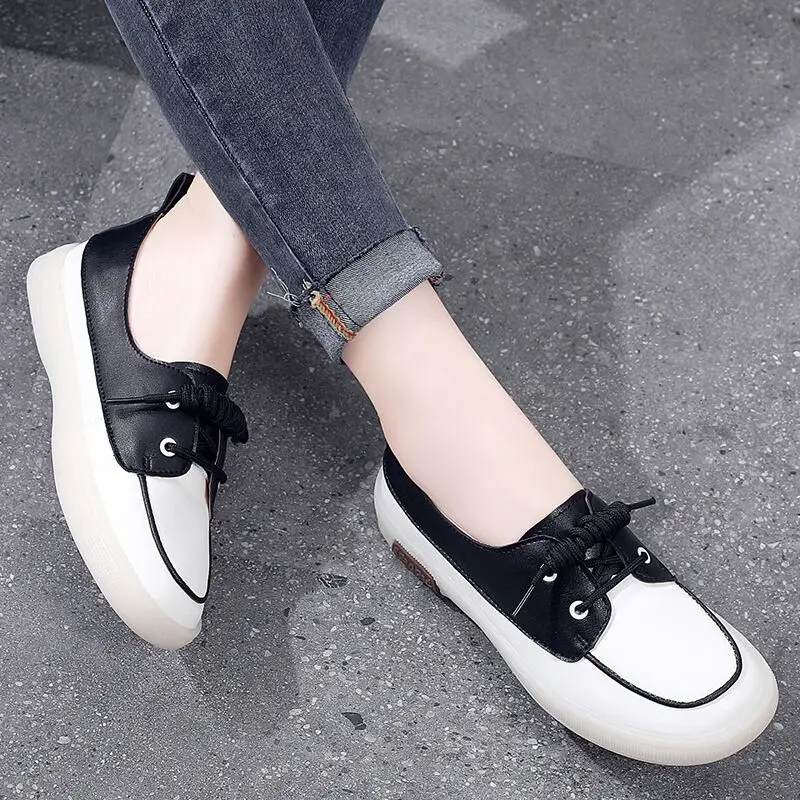 JIANBUDAN Spring Outdoor Casual shoes Women's Flat Loafers Soft soles Comfortable Mixed Colors Shallow shoes Autumn Flats