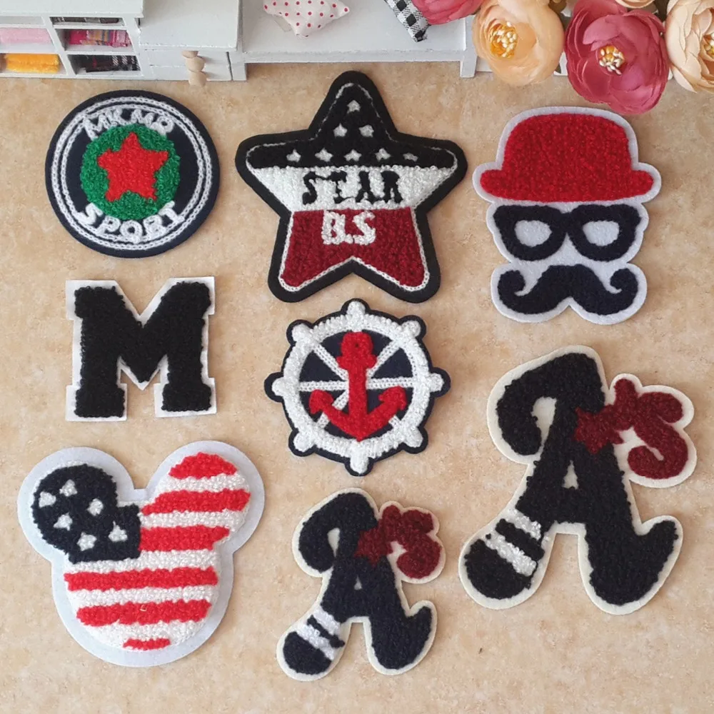 

10pcs Digital College Style Badge Embroidered Patch Applique garment embroidery cartoon patch Sewing DIY Accessory Randomly Ship