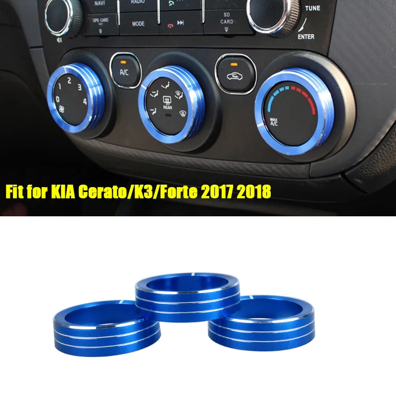 For Kia K3 Cerato YD S Sport+ Forte S LX 2017 2018 Car Air Conditioning Switch Knob Decorative Ring AC Control Button Trim Cover