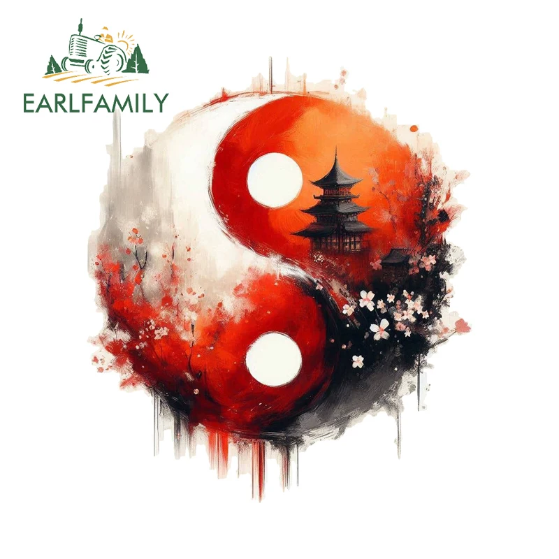 

EARLFAMILY 13 см x 12,7 см японское дерево бонсай Инь Янь Автомобильная Наклейка Красочный холодильник доска для серфинга Наклейки Забавный шлем графика