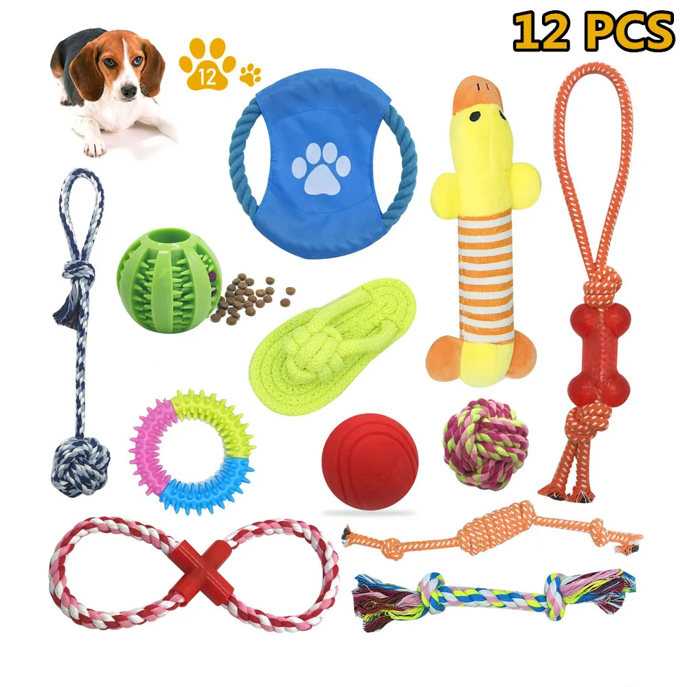

Pet Dogs Interactive Training Toys Pet Molar Bite Dog Toys Knotted Rope Toothbrush Chew Toy Ball Puppy Teething Cleaning Toy