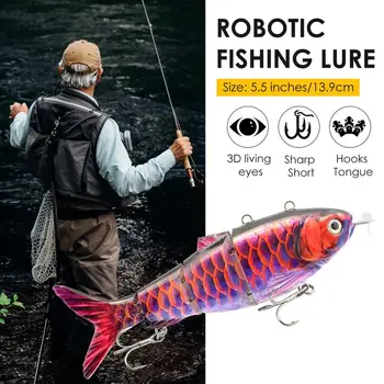 Robotic Fishing Lure USB Rechargeable Self Swimming Fishing Lures Smart Lure Automatic Electronic Fish Multi-joint Bait Handy 3