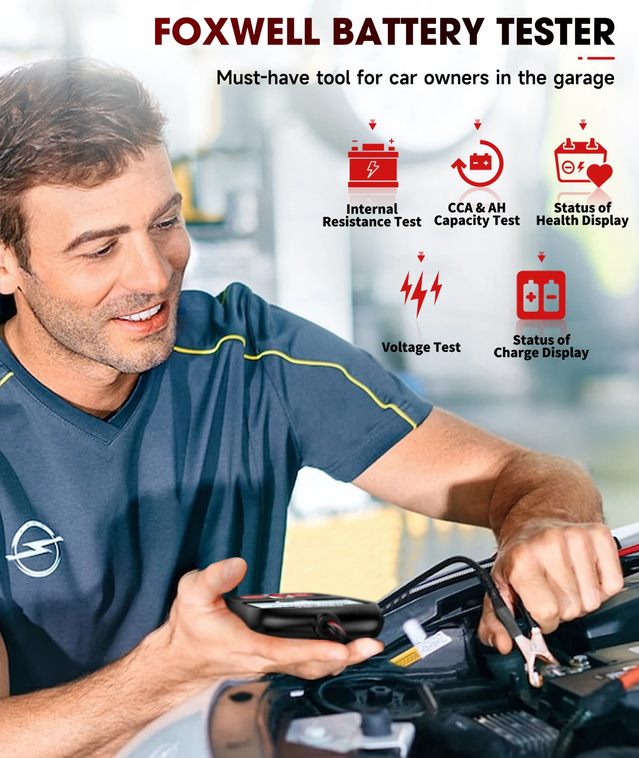 FOXWELL BT100 PRO тестер автомобильного аккумулятора 6 В 12 для Flooded AGM GEL 100 до 1100CCA 200AH