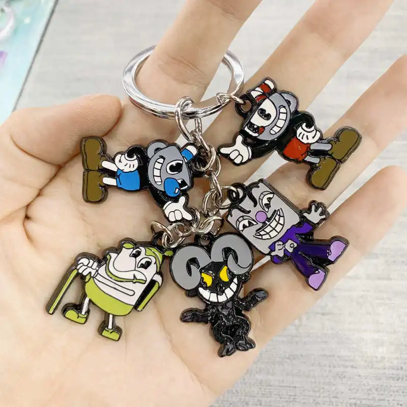 Брелок для ключей Cuphead Mugman из цинкового сплава кольцо костюма косплея 5 в 1 подарок