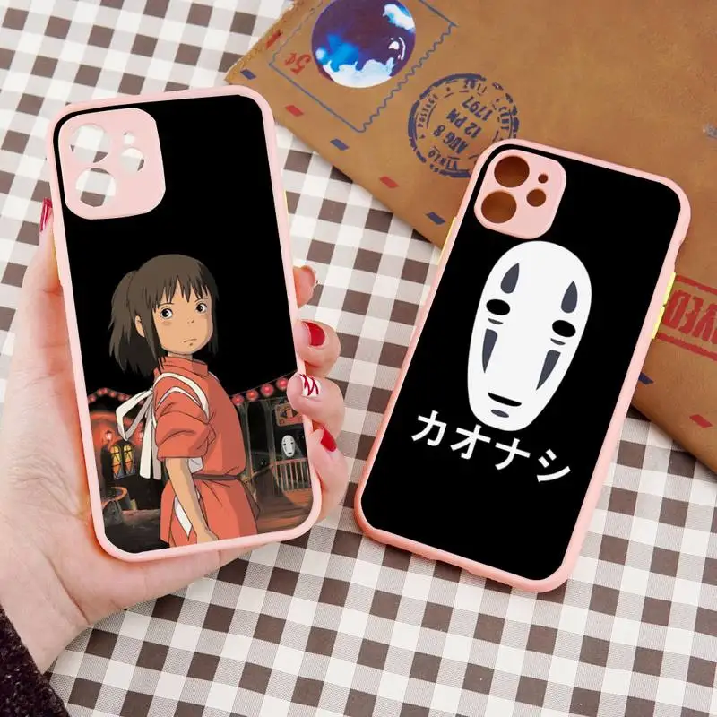 

Spirited Away Phone Case For iPhone 13 12 11 Mini Pro XR XS Max 7 8 Plus X Matte transparent Pink Back Cover