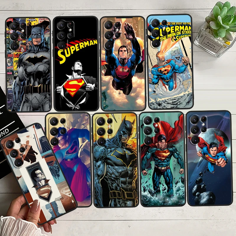 

Superman Super Hero Fashion Black Phone Case For Samsung Galaxy S23 S22 S21 S20 FE Ultra Pro Lite S10 S10E S9 Plus 5G Soft Cover