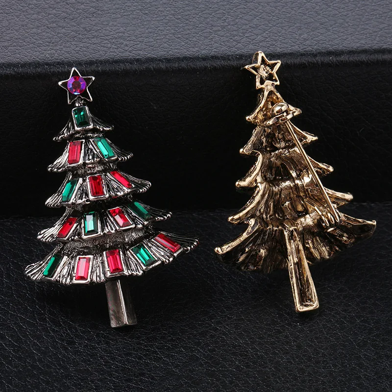 

2022 Xmas Tree Rhinestone Brooch Pins for Women Couple New Trendy Party Wedding Jewelry Coat Sweater Suit Dress Backpack Gift