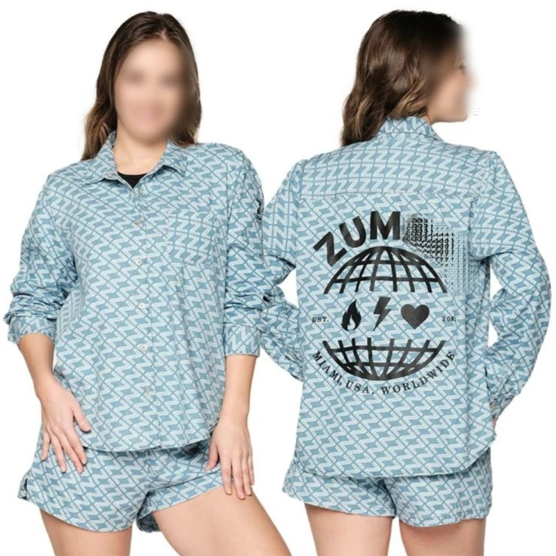 

ZW Zumba Мужская и женская одежда для фитнеса, рубашка с длинным рукавом, с завязкой на талии, хлопковая джинсовая одежда, спортивные повседневн...