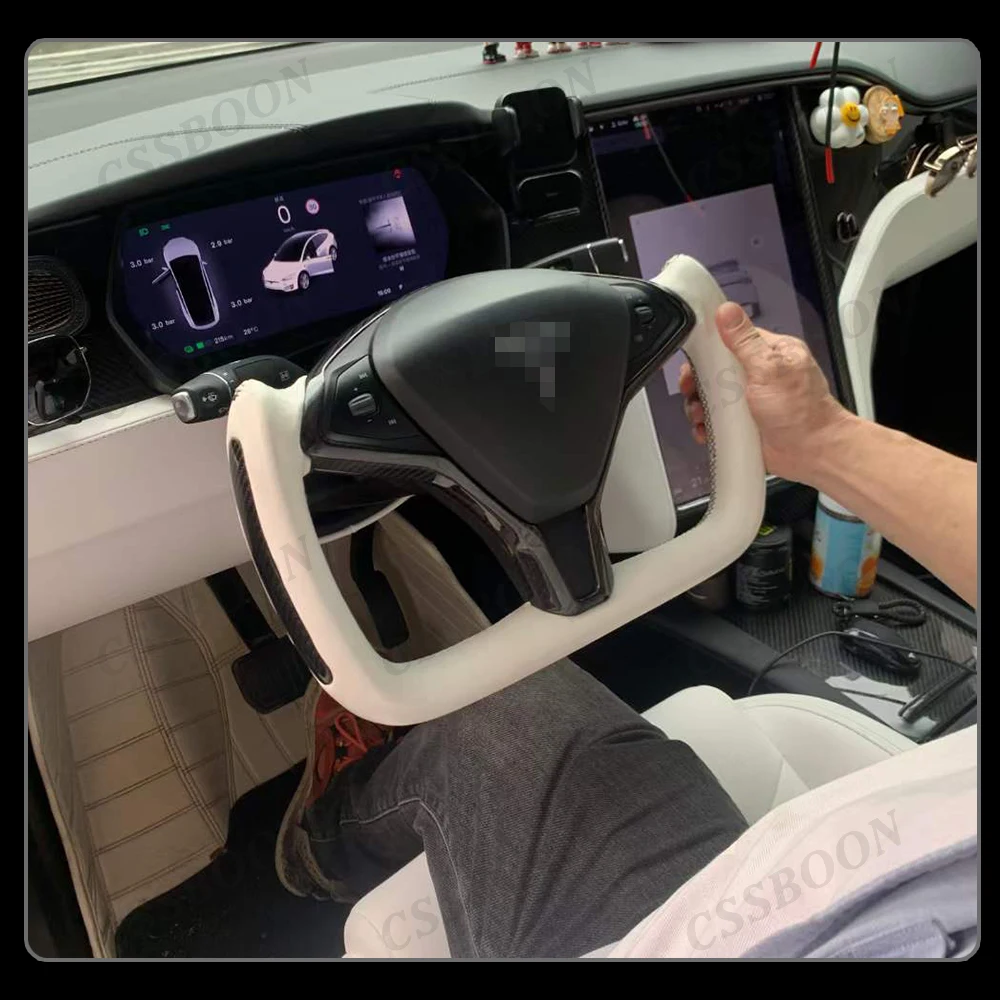 Рулевое колесо CSSBOON с подогревом для Tesla Model X, спортивная гоночная ручка салона автомобиля, опция углеродного волокна для Tesla Model S (art.: 3920cb2f0ca50) - 3920cb2f0ca50