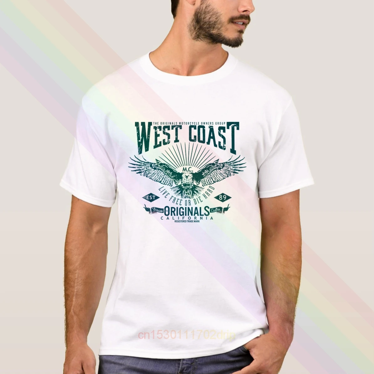 Футболка с изображением мотоцикла и орла West Coast Новинка лета 2020 Мужская