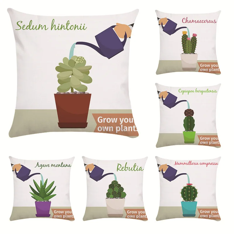 

Summer Cactus Pillowcase Green Plant Pillow Case Sofa Soft Square Pillow Cover Bedroom Living Room Home Decor 45x45 Cm