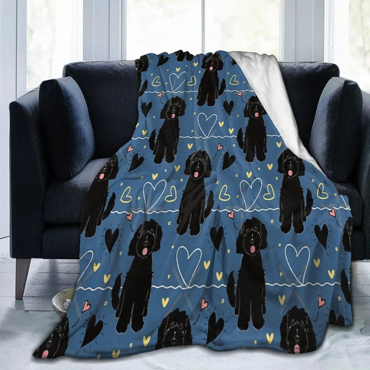 

Одеяло для собак LOVE Black Goldendoodle, одеяло для лица, настраиваемое, для кемпинга, подарок на день рождения, разные размеры
