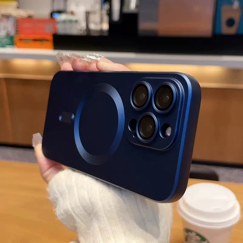 

Luxury Matte For Magsafe Magnetic Wireless Charging Case For iPhone 14 13 12 11 Pro Max Plus Lens Shockproof Silicone Cover