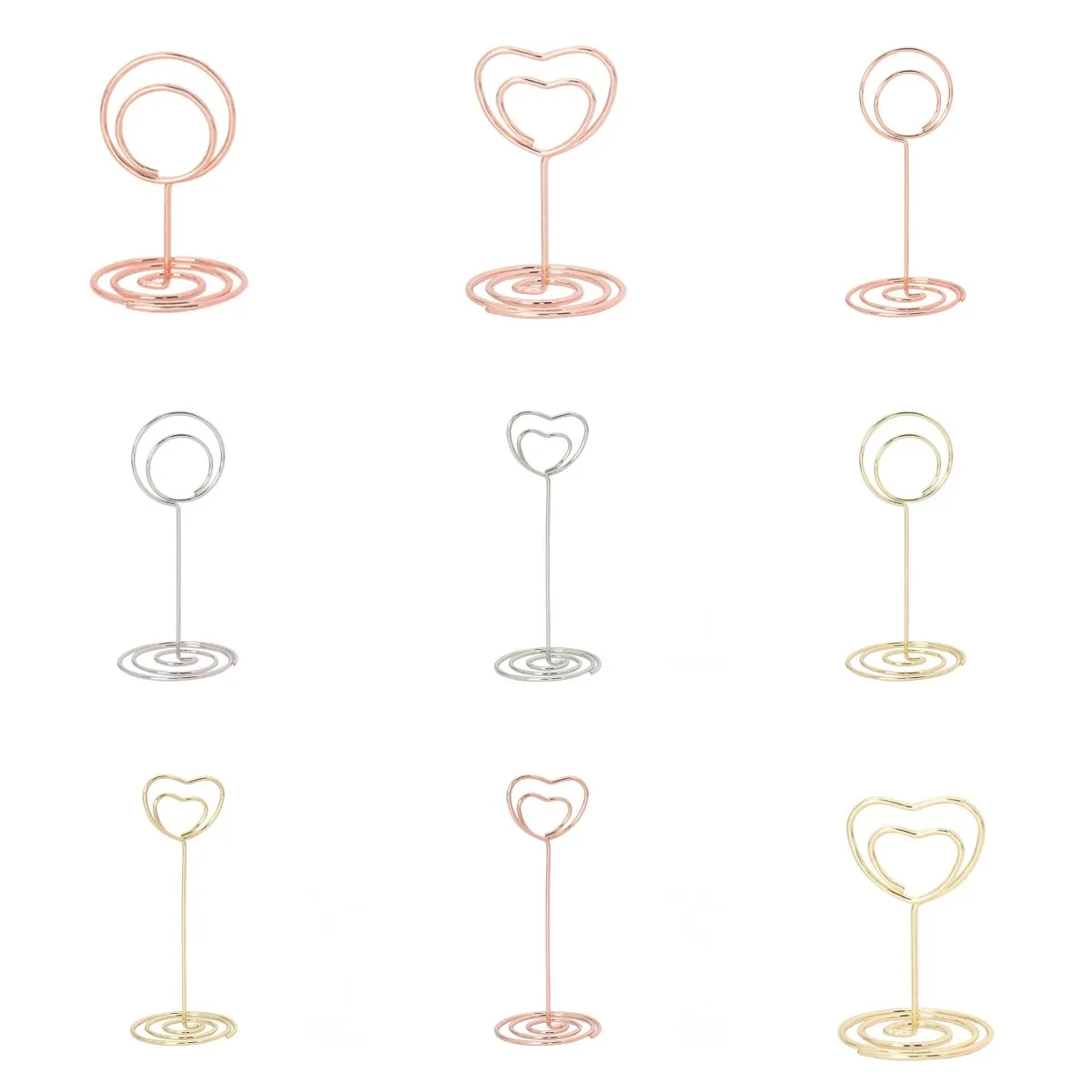 

5pcs Metal Place Card Holders Photo Clip Stands Wedding Table Number Name Sign Stand for Wedding Birthday Party Home Decoration