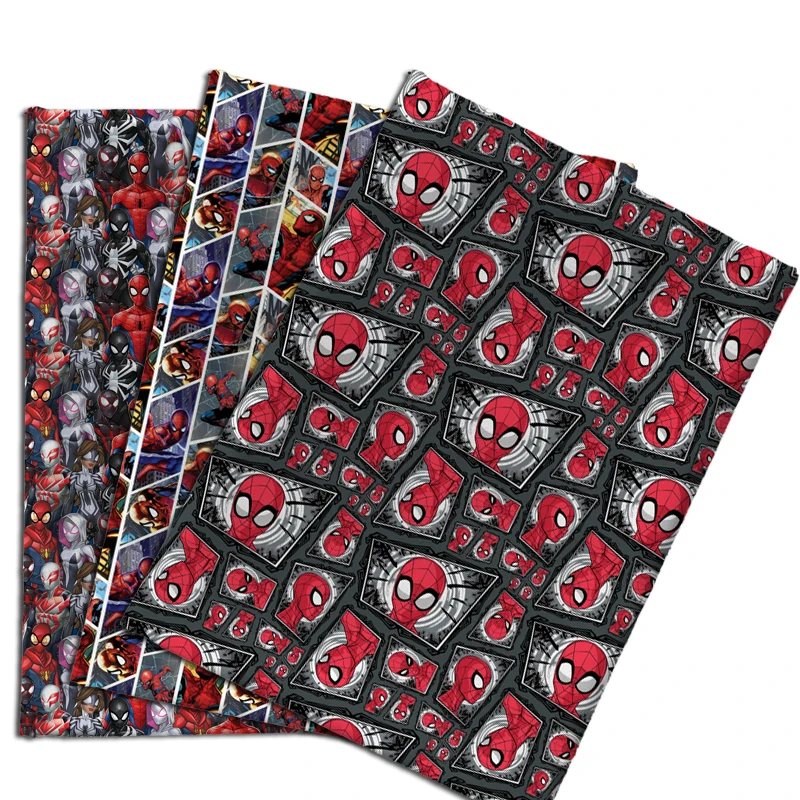 

Half yard 45X145cm Print Polyester cotton Spider-Man Material fabric Hat sofa ​mask Handmade DIY Hair accessories F2562