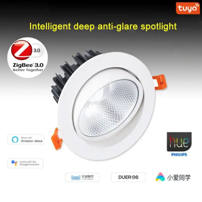

Hot Tuya Smart 3 Inch Zigbee LED Spotlight Ceiling Light 12W Spotlight Opening 95 Adjustable Angle Direct Connect 2022