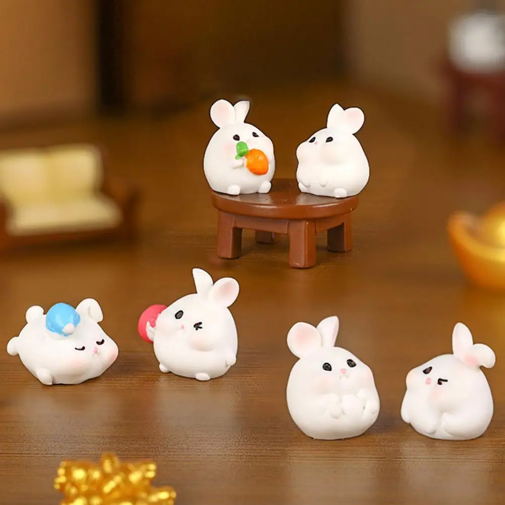 

Dollhouse Figurines Miniature Various Styles Rabbit Model Ornament Garden Decoration Collectible Resin Ornaments Easter Gift