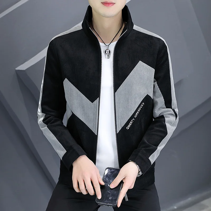 

2023 Four seasons new men's high-end boutique fashion matching handsome trend jacket slim casual color matching coat handsome