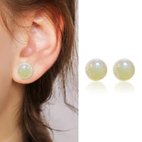 light yellow color pearls stud earrings with silver post cute round fashion studs summer jewelry gifts for women girls