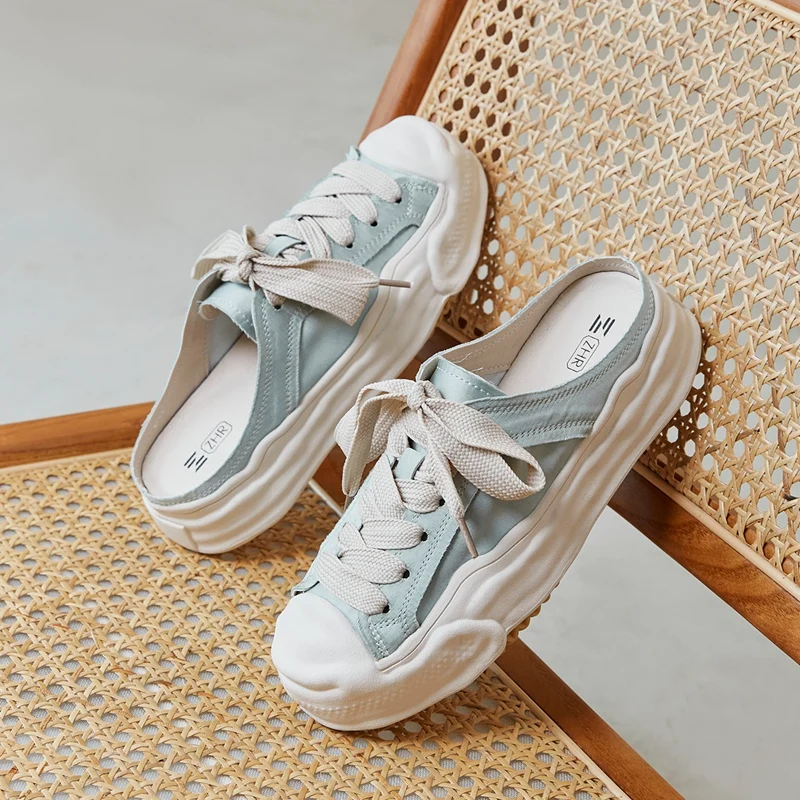 New 2023 Slip on Women Canvas Shoes flat sneakers women casual shoes low Summer lace up white shoes