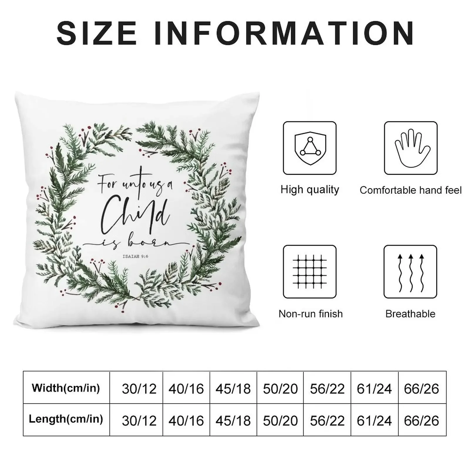 Unto Us a Child is Born сосновый венок Декоративная подушка Вышитый чехол для подушки