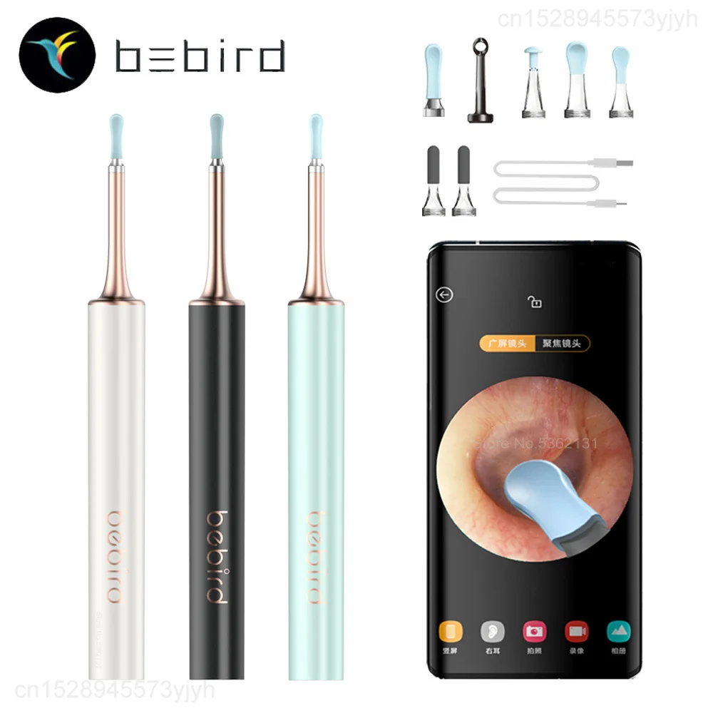 

Новый Визуальный очиститель для ушей Bebird T15 R1, забота о здоровье, миниатюрный инструмент 2 в 1 для удаления прыщей и воска, отоскоп HD 1080P, Водон...