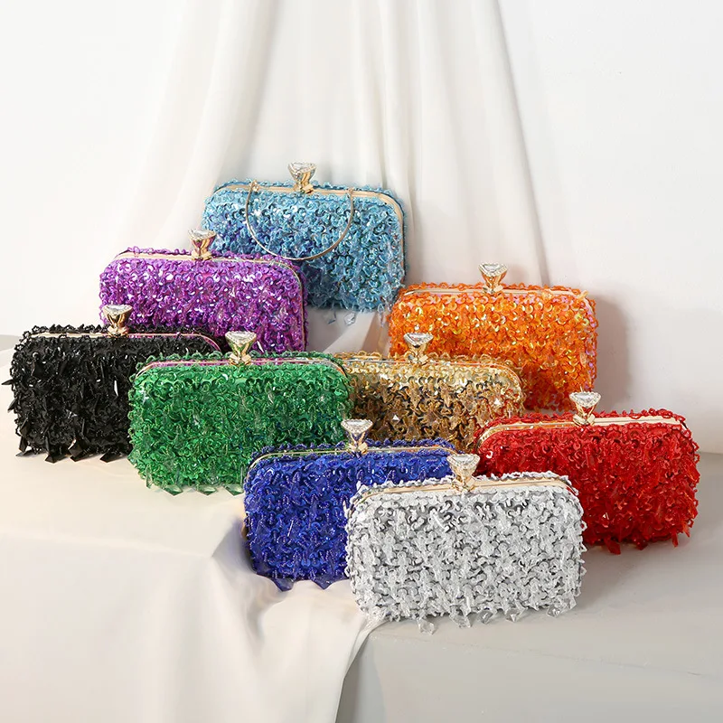 

YIYI Handmade Beaded Women's Clutch Bag Luxury Celebrity Evening Party Handbag Wallet Diamond Shiny Tote Prom Purse
