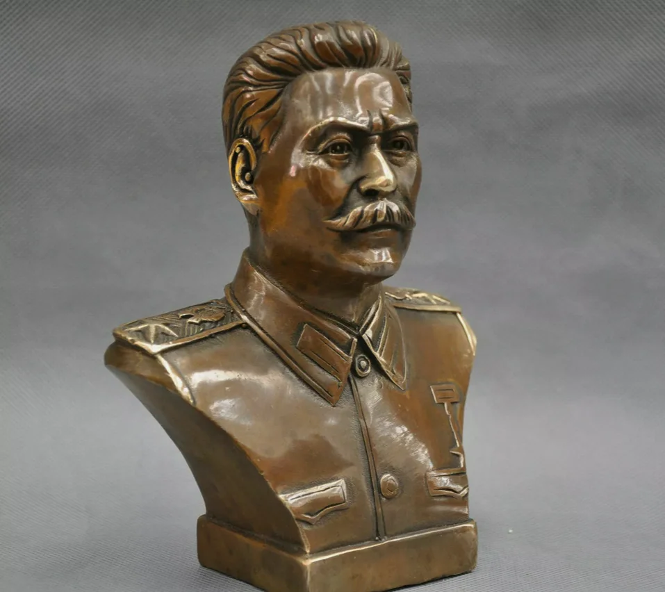 Бронзовая статуя русского поводка ручной работы 6 дюймов бюст Джозефа Сталина