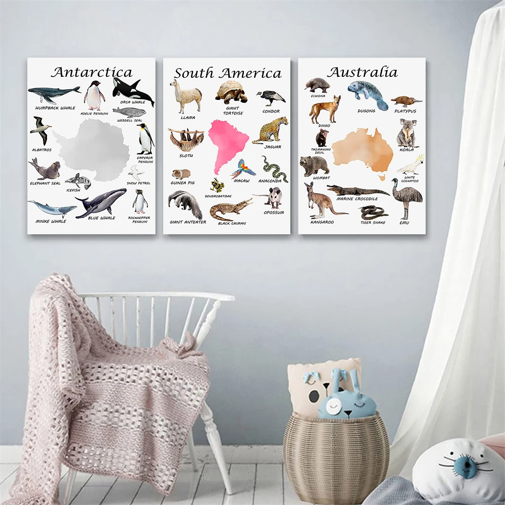 Плакат Южной Америки Антарктика животные принты холст картина декор для