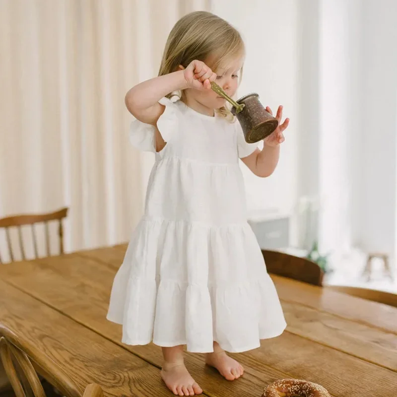 Детские платья в скандинавском стиле Новое летнее поступление хлопково-льняная