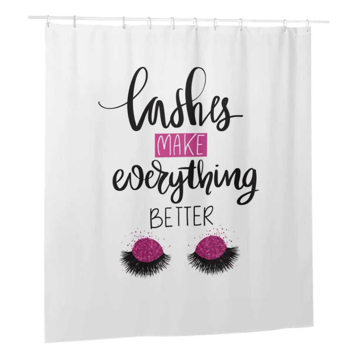 

Lashes Make Everyhing Better Shower Curtain Bathroom Curtains with Hook set Bathing Screen Polyester Eyelash Glam Cloth Screen