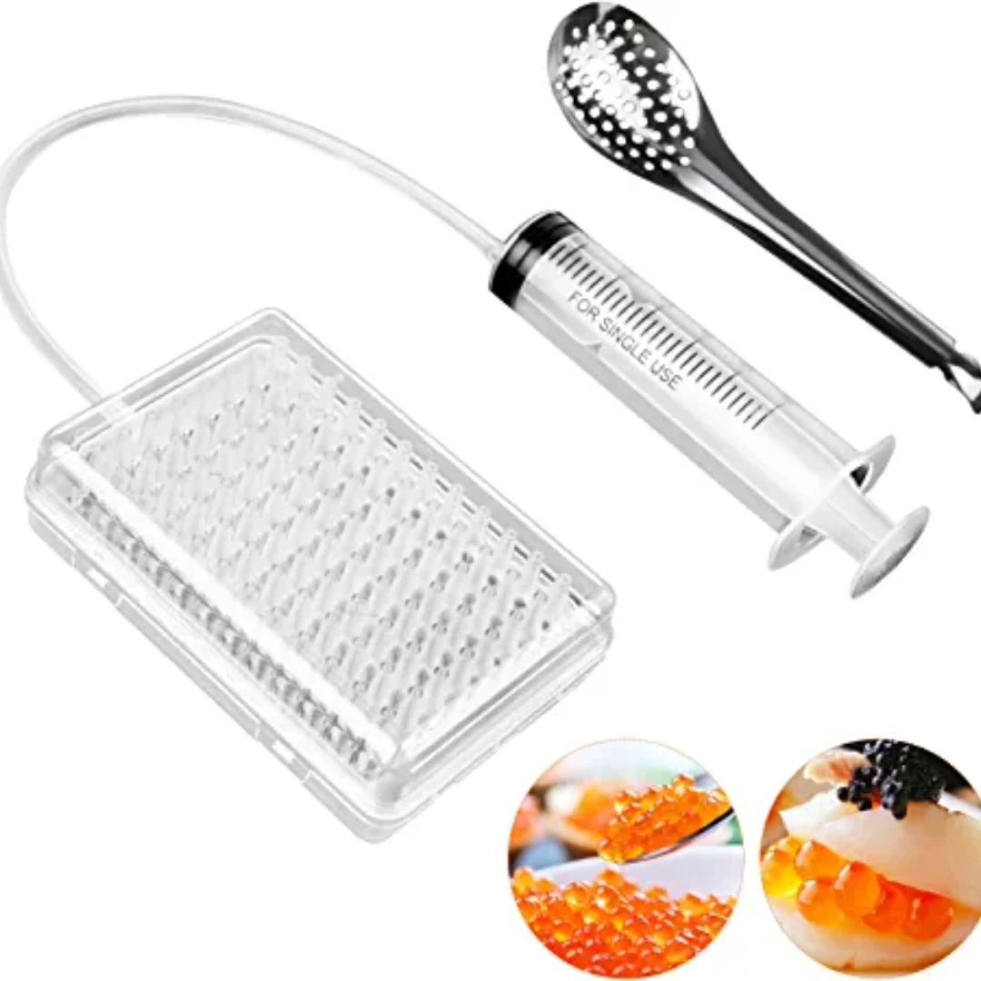 

96 Holes Roe Sauce Dispenser Strainer Tools with Spoon&Syringe Molecular Gastronomy Kit Spherification Dropper Caviar Maker Box