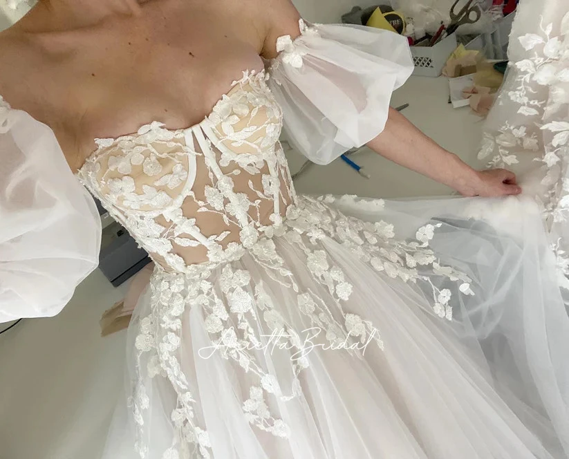 Arietta Тюлевые свадебные платья принцессы с цветочным принтом индивидуальные