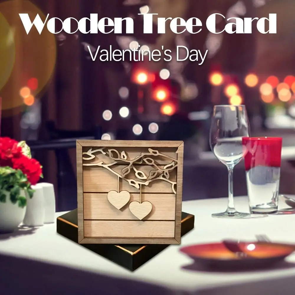 

Personalized Crafts Valentine's Day Wood Gift Peach Heart Couple Tree Card Table Decor