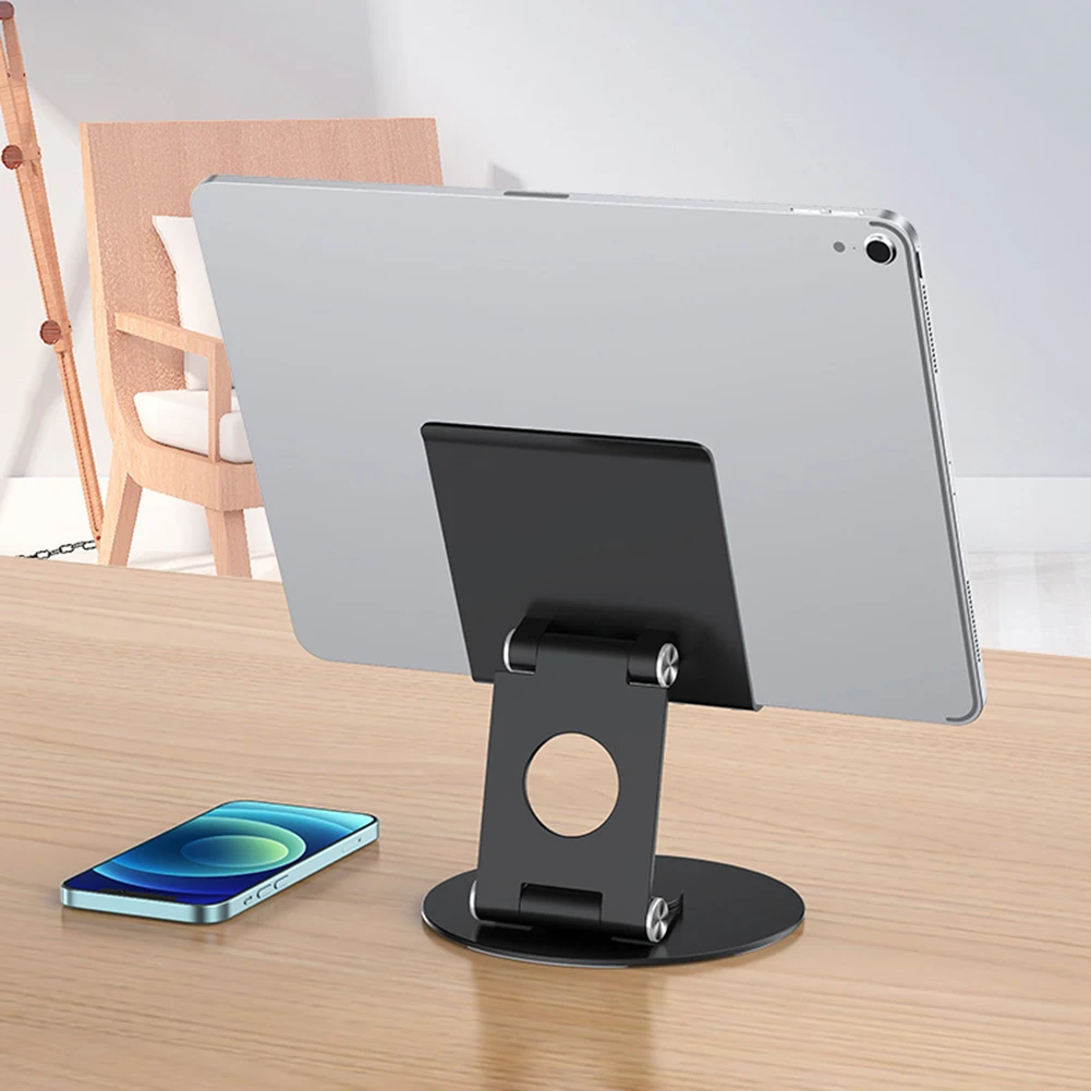 

CNC Desk Bracket 2 Layer Foldable Aluminum Alloy Smartphone Stand Anti Slip 360 Degree Rotating for 7-13 Inch for iPhone 14/iPad