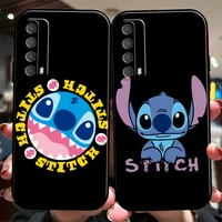 disney cartoon stitch phone case for huawei honor 7a 7x 8 8x 8c 9 v9 9a 9x 9 lite 9x lite back black liquid silicon