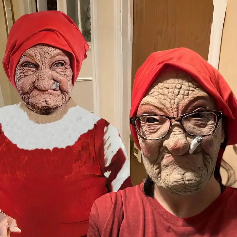 Красная Маленькая Маска С Капюшоном Для Курящей Бабушки Женская На Хэллоуин