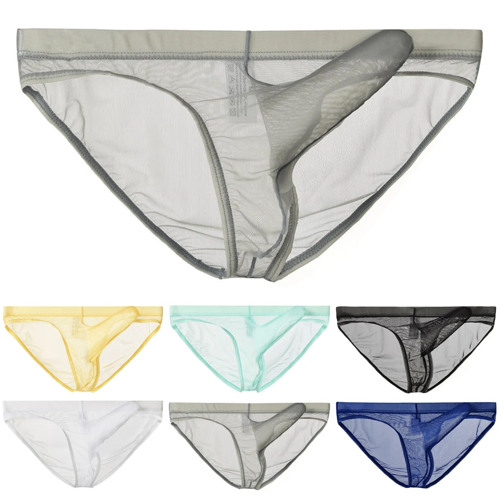 

Underwear Men Sexy Elephant Nose Briefs Ultra-thin Mesh Bikini Panties Solid Seamless Elastic Lingerie Brief Underpants New