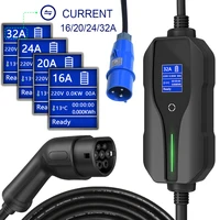 mode 2 protable ev charger type 2 16a 32a eu standard with cee plug eu plug electric car current adjustable ev charging 5m cable