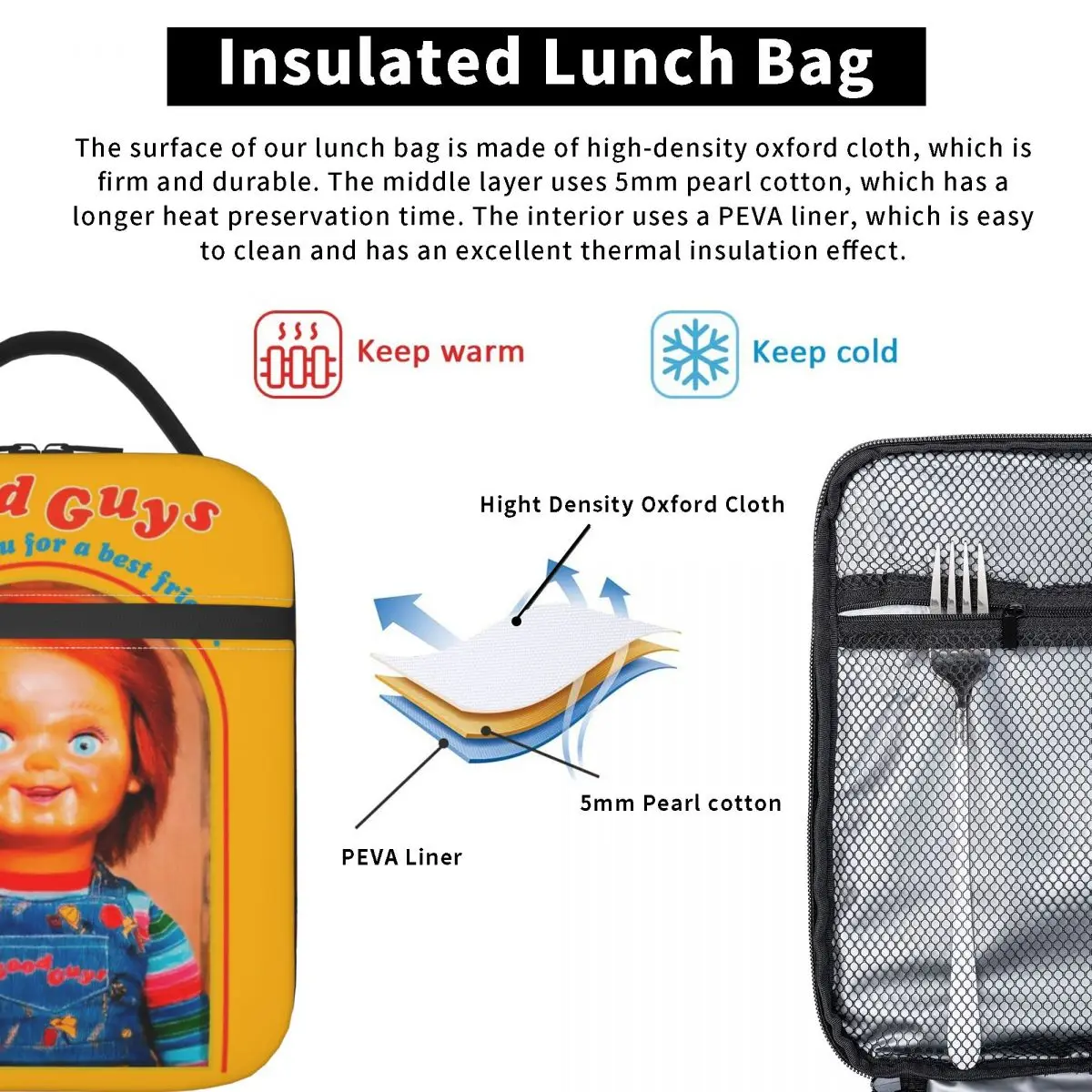 Термоизолированная сумка для ланча в стиле ретро с рисунком Чаки Детская