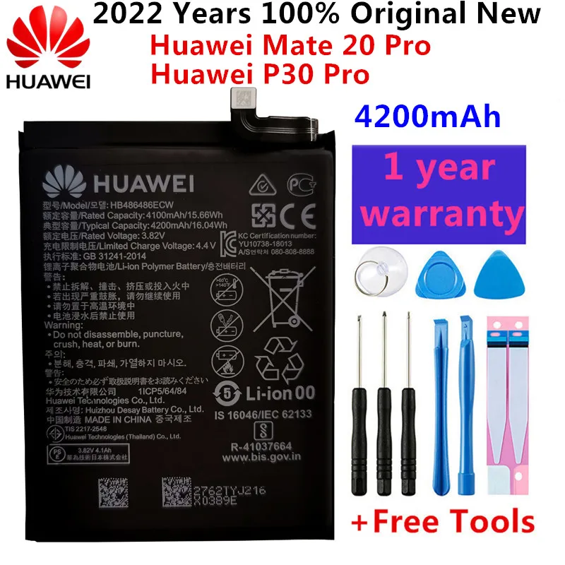 

100% Оригинальный запасной аккумулятор 4200 мАч HB486486ECW для Huawei P30 Pro Mate20 Pro Mate 20 Pro Оригинальные аккумуляторы для телефона