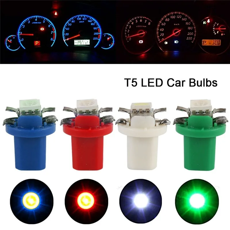 

10pcs/set Car Lights T5 B8.5d 12V LED Instrument Panels Bulbs Low Power 5050 SMD Automobile Dashboard Switch Lamp