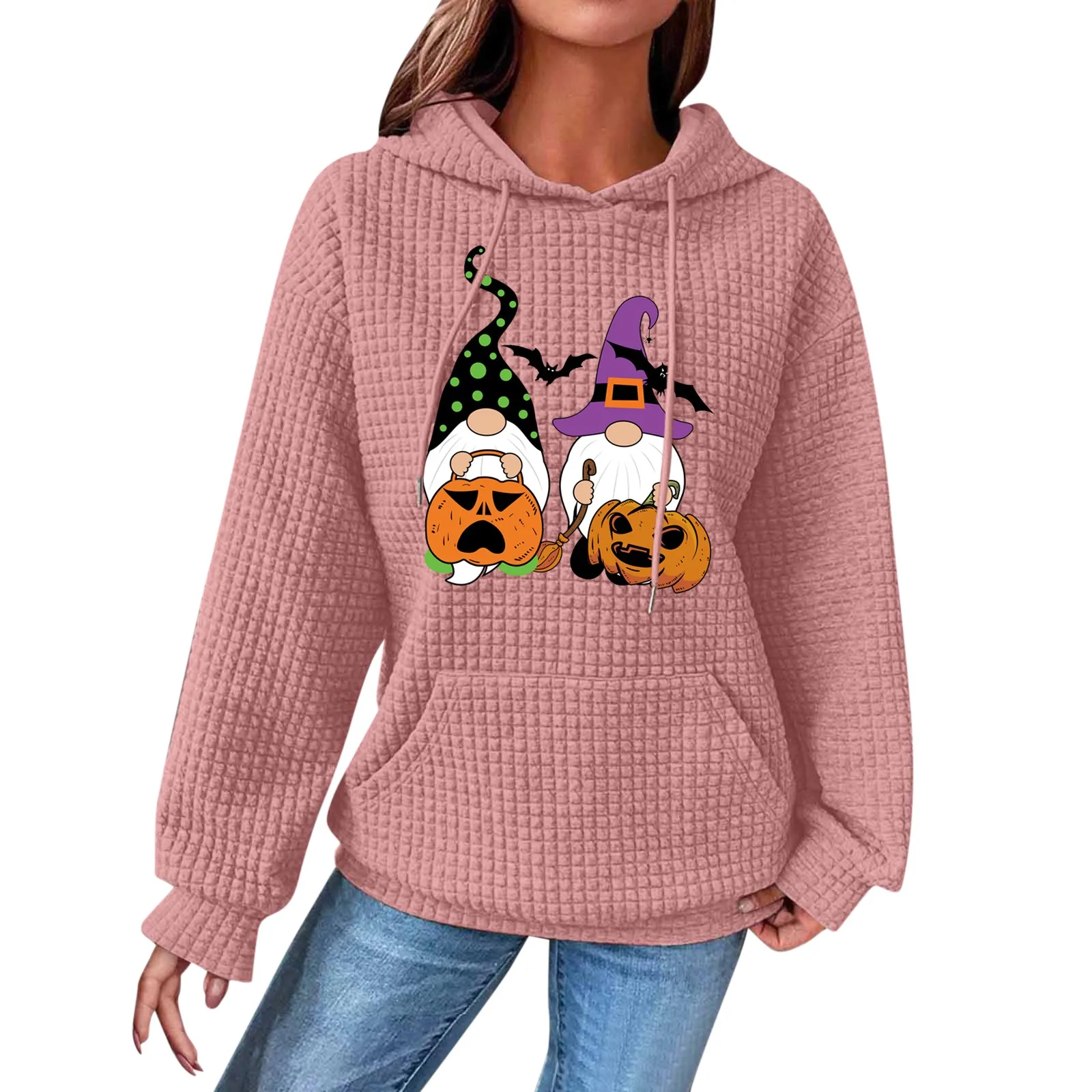 

Женский модный Повседневный пуловер с капюшоном и принтом на Хэллоуин, топы, женская модная Толстовка с длинным рукавом и кулиской, свитшоты с карманами