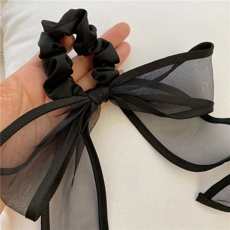 Роскошные Черные Сетчатые резинки для волос элегантные банты завязки с