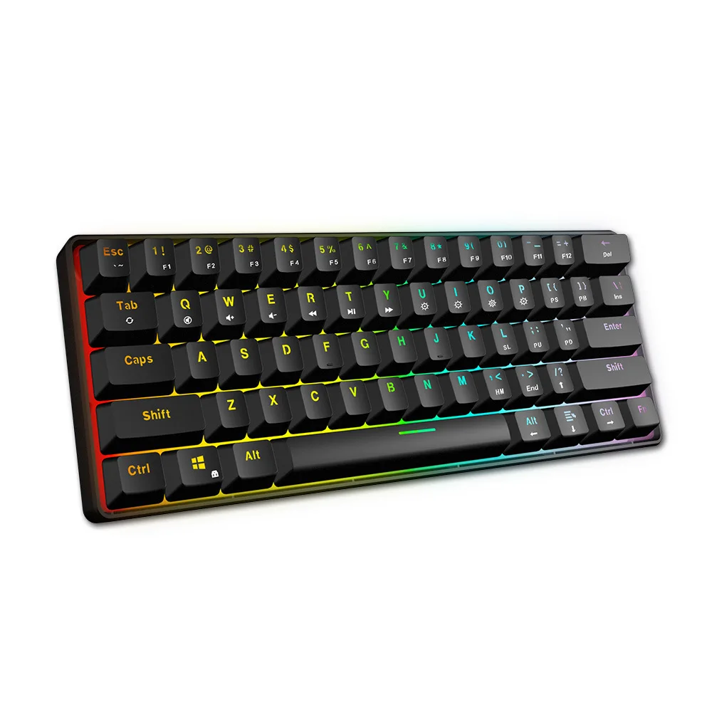 

mechanical keyboard green black tea black axis 61 key gaming keyboard