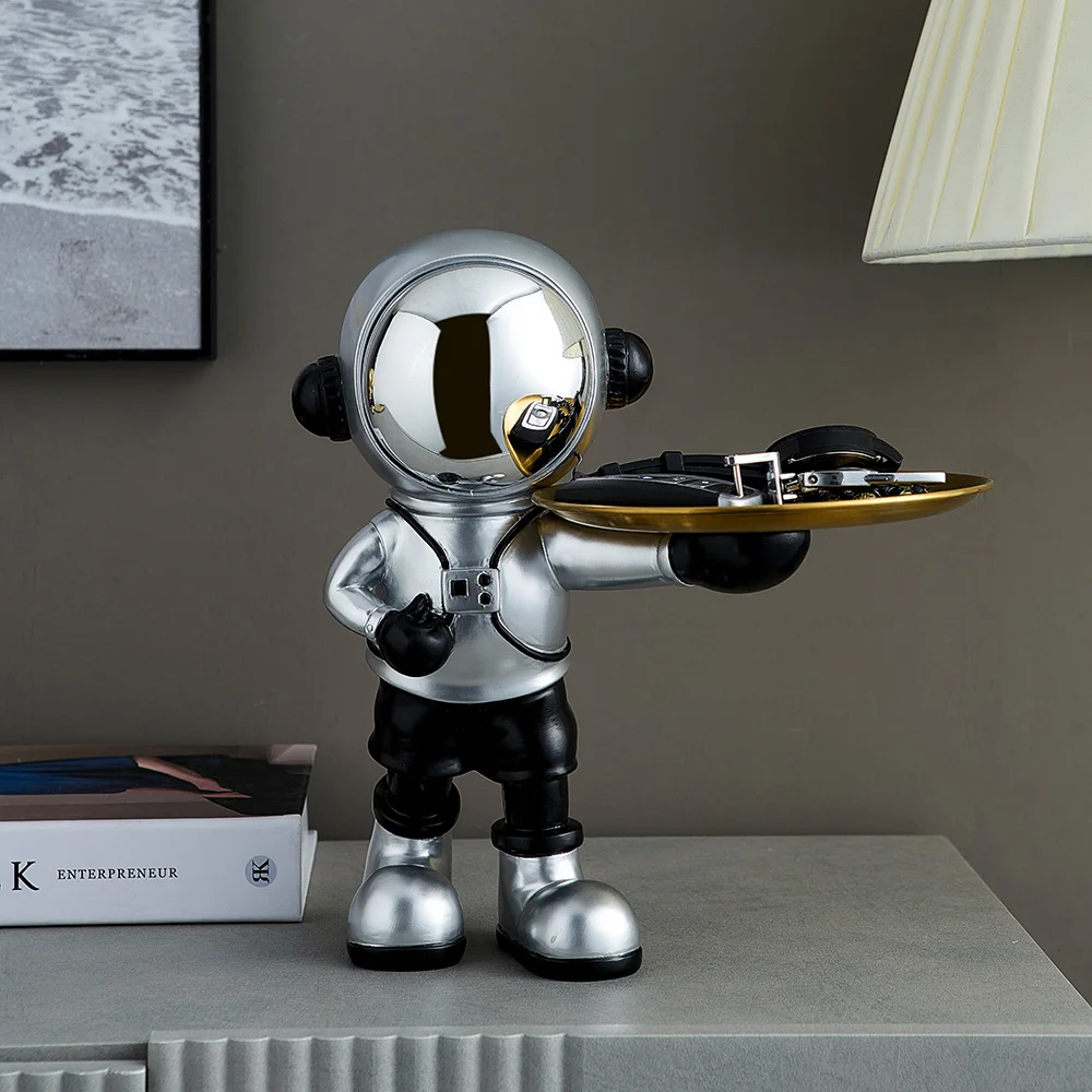 

Modern Home Ornament Cartoon Astronaut Tray Decor Office Creative Storage Tray Sculpture Gift Room Bookcase Desktop Decoration